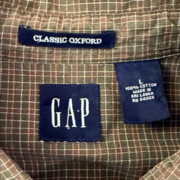 VTG Y2K Gap Classic Oxford Button Down Shirt All Cotton Green Check Pocket Large - Picture 4 of 14